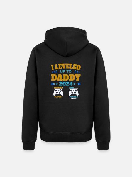 Leveled up to Daddy 2024 - Premium økologisk unisex-hættejakke - sort