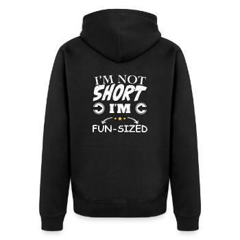 I'm not short, I’m fun size - Unisex Premium Bio Zip Hoodie - Schwarz - Hinten - Nico (187cm)