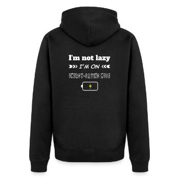 I'm not lazy I'm on energy saving mode - Unisex Premium Organic Zip Hoodie - black - Back - Nico (187cm)