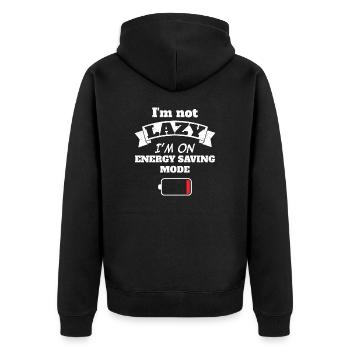 I'm not lazy I'm on energy saving mode - Unisex Premium Organic Zip Hoodie - black - Back - Nico (187cm)