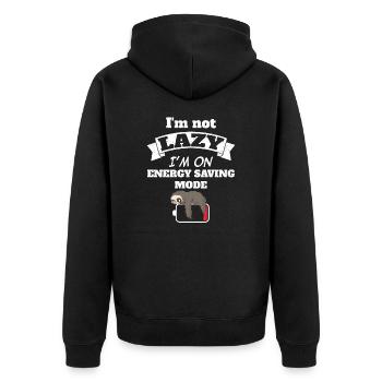 I'm not lazy I'm on energy saving mode - Unisex Premium Organic Zip Hoodie - black - Back - Nico (187cm)
