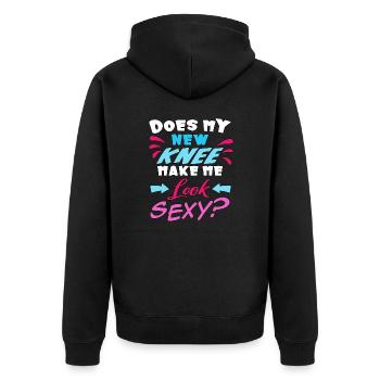 Est-ce que mon nouveau genou me rend sexy ? - Veste à capuche bio Premium Unisexe - noir - Dos - Nico (187cm)