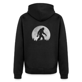 Bigfoot Vollmond Nachtspaziergang Sasquatch - Unisex Premium Bio Zip Hoodie - Schwarz - Hinten - Nico (187cm)
