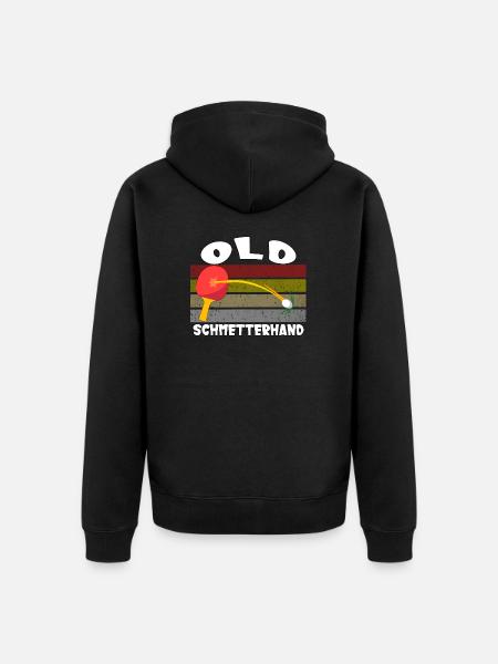 Old Butterfly Hand Table Tennis Design - Unisex Premium Organic Zip Hoodie - black