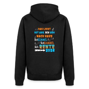 Rente 2024 - Kinderlied St. Martin - Unisex Premium Bio Zip Hoodie - Schwarz - Hinten - Nico (187cm)