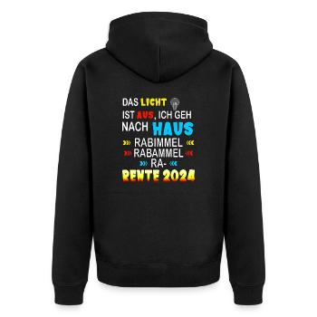 Rente 2024 - Kinderlied St. Martin - Unisex Premium Bio Zip Hoodie - Schwarz - Hinten - Nico (187cm)