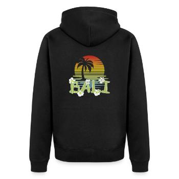 Bali - Indonesien - Unisex Premium Bio Zip Hoodie - Schwarz - Hinten - Nico (187cm)