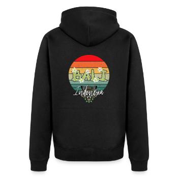 Bali - Indonesien - Unisex Premium Bio Zip Hoodie - Schwarz - Hinten - Nico (187cm)