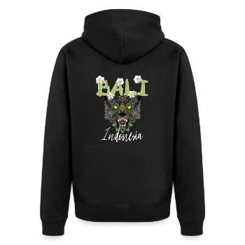 Bali - Indonesien - Unisex Premium Bio Zip Hoodie - Schwarz - Hinten - Nico (187cm)