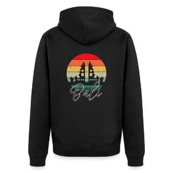 Bali - Indonesien - Unisex Premium Bio Zip Hoodie - Schwarz - Hinten - Nico (187cm)