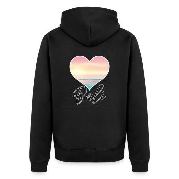 Bali - Indonesien - Unisex Premium Bio Zip Hoodie - Schwarz - Hinten - Nico (187cm)