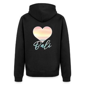 Bali - Indonesien - Unisex Premium Bio Zip Hoodie - Schwarz - Hinten - Nico (187cm)
