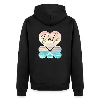 Bali - Indonesien - Unisex Premium Bio Zip Hoodie - Schwarz - Hinten - Nico (187cm)