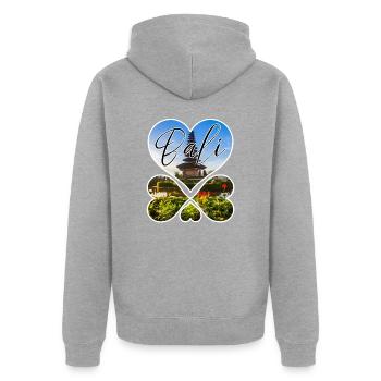 Bali - Indonesien - Unisex Premium Bio Zip Hoodie - Grau meliert - Hinten - Nico (187cm)