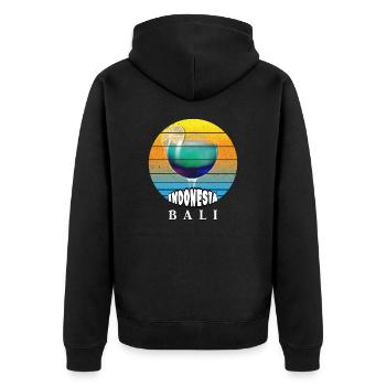 Bali - Indonesien - Unisex Premium Bio Zip Hoodie - Schwarz - Hinten - Nico (187cm)