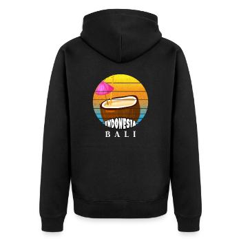 Bali - Indonesien - Unisex Premium Bio Zip Hoodie - Schwarz - Hinten - Nico (187cm)