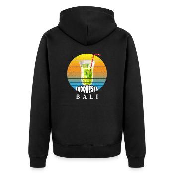 Bali - Indonesien - Unisex Premium Bio Zip Hoodie - Schwarz - Hinten - Nico (187cm)