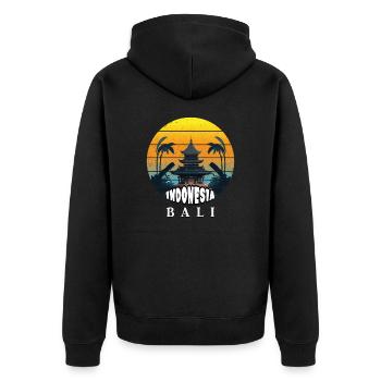 Bali - Indonesien - Unisex Premium Bio Zip Hoodie - Schwarz - Hinten - Nico (187cm)