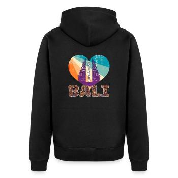 Bali - Indonesien - Unisex Premium Bio Zip Hoodie - Schwarz - Hinten - Nico (187cm)