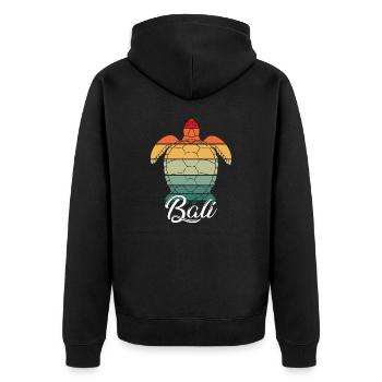 Bali - Indonesien - Schildkröte - Unisex Premium Bio Zip Hoodie - Schwarz - Hinten - Nico (187cm)