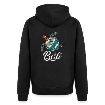 Bali - Indonesien - Schildkröte - Unisex Premium Bio Zip Hoodie - Schwarz - Hinten - Nico (187cm)