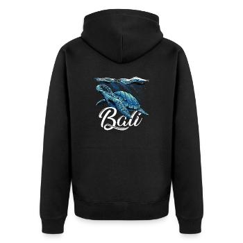 Bali - Indonesien - Schildkröte - Unisex Premium Bio Zip Hoodie - Schwarz - Hinten - Nico (187cm)