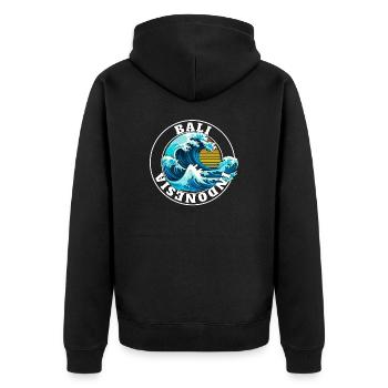 Bali - Indonesien - Unisex Premium Bio Zip Hoodie - Schwarz - Hinten - Nico (187cm)