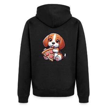 Pizza au salami pour chien Beagle - Veste à capuche bio Premium Unisexe - noir - Dos - Nico (187cm)