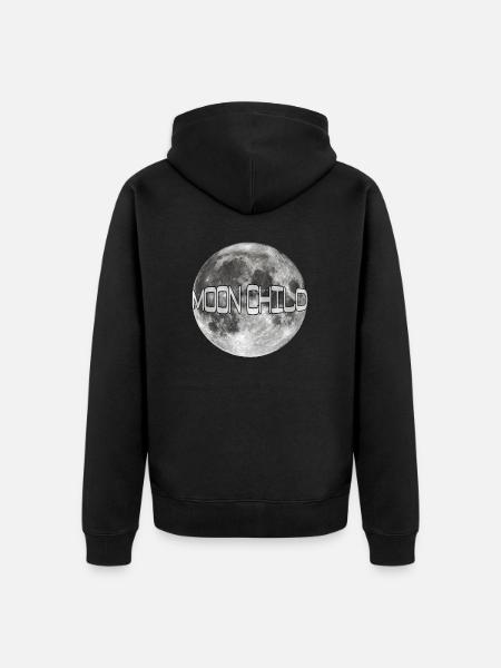 Moon Child - Unisex Premium Organic Zip Hoodie - black
