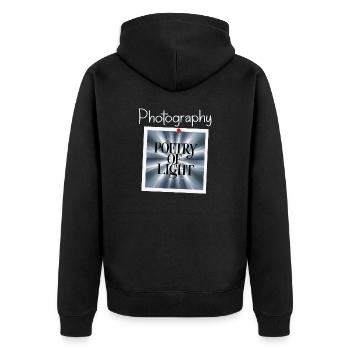 Photography is the poetry of light - Unisex Premium Bio Zip Hoodie - Schwarz - Hinten - Nico (187cm)