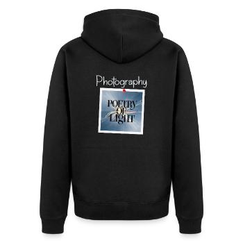 Photography is the poetry of light - Unisex Premium Bio Zip Hoodie - Schwarz - Hinten - Nico (187cm)