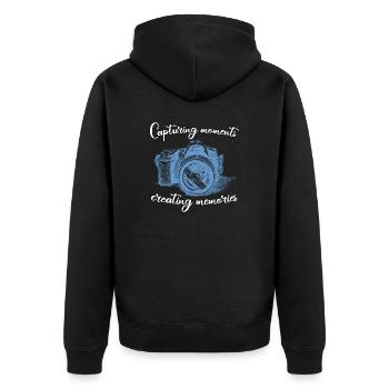 Capturer des moments, créer des souvenirs - Veste à capuche bio Premium Unisexe - noir - Dos - Nico (187cm)