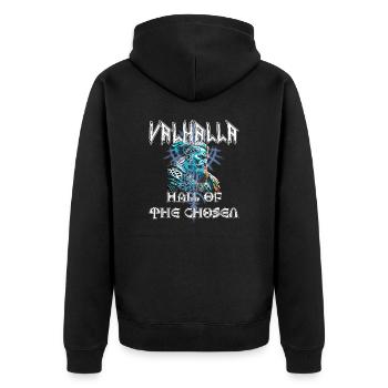 Valhalla - Hall of the chosen - Unisex Premium Organic Zip Hoodie - black - Back - Nico (187cm)