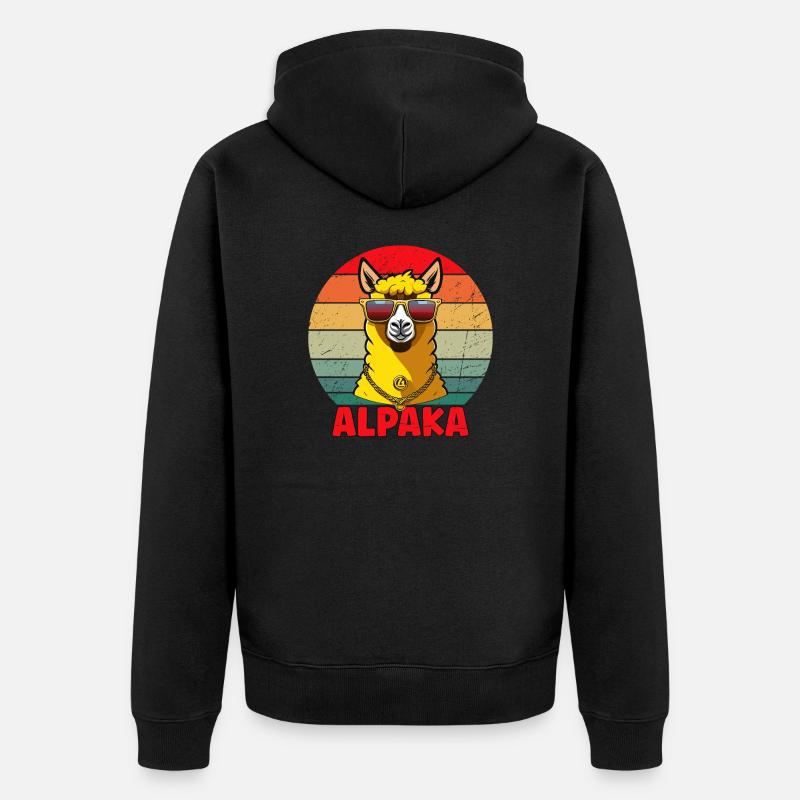 Cool Alpaka Design - Unisex Premium Bio Zip Hoodie - Schwarz