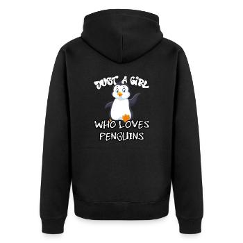 Juste une fille qui aime les pingouins - Veste à capuche bio Premium Unisexe - noir - Dos - Nico (187cm)