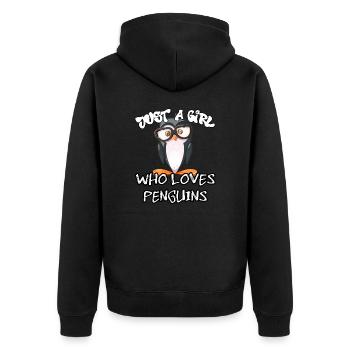 Juste une fille qui aime les pingouins - Veste à capuche bio Premium Unisexe - noir - Dos - Nico (187cm)