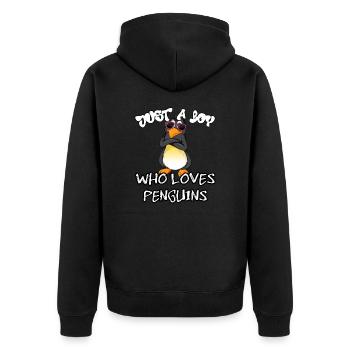 Juste un garçon qui aime les pingouins - Veste à capuche bio Premium Unisexe - noir - Dos - Nico (187cm)