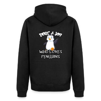 Juste un garçon qui aime les pingouins - Veste à capuche bio Premium Unisexe - noir - Dos - Nico (187cm)
