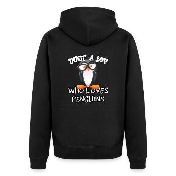 Juste un garçon qui aime les pingouins - Veste à capuche bio Premium Unisexe - noir - Dos - Nico (187cm)
