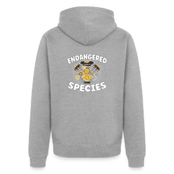 Endangered Species - Motor Verbrenner Design - Unisex Premium Bio Zip Hoodie - Grau meliert - Hinten - Nico (187cm)