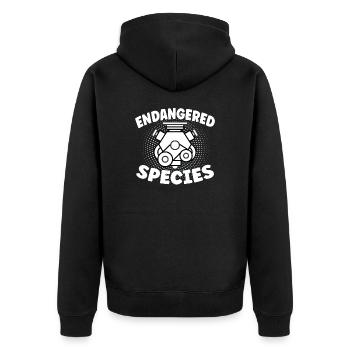 Endangered Species - Motor Verbrenner Design - Unisex Premium Bio Zip Hoodie - Schwarz - Hinten - Nico (187cm)
