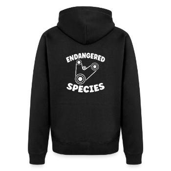 Endangered Species - Motor Verbrenner Design - Unisex Premium Bio Zip Hoodie - Schwarz - Hinten - Nico (187cm)