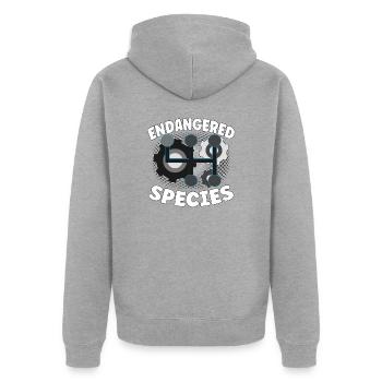 Endangered Species - Motor Verbrenner Design - Unisex Premium Bio Zip Hoodie - Grau meliert - Hinten - Nico (187cm)