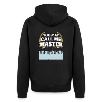 You can call me Master Abschluss Design - Unisex Premium Bio Zip Hoodie - Schwarz - Hinten - Nico (187cm)
