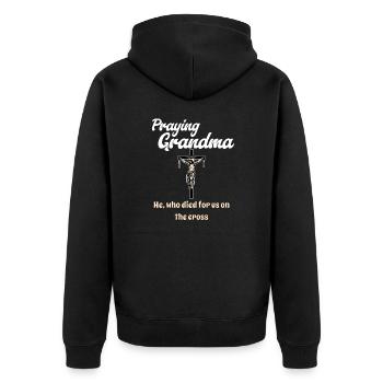 Grand-mère en prière - Betende Oma - Veste à capuche bio Premium Unisexe - noir - Dos - Nico (187cm)