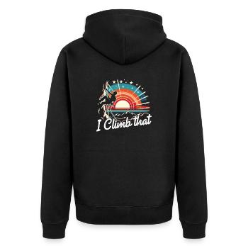 I climb that - funny climbing design - Unisex Premium Organic Zip Hoodie - black - Back - Nico (187cm)