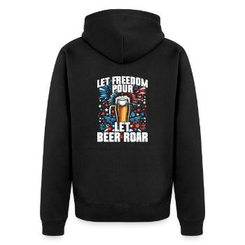 Let freedom pour let beer roar - Unisex Premium Organic Zip Hoodie - black - Back - Nico (187cm)