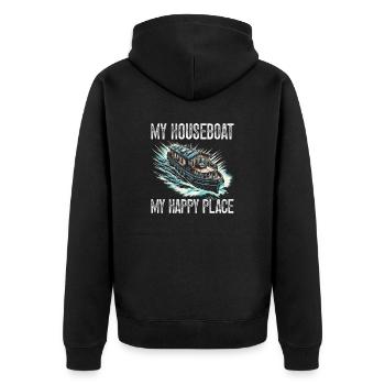 My houseboat is my happy place - Unisex Premium Organic Zip Hoodie - black - Back - Nico (187cm)
