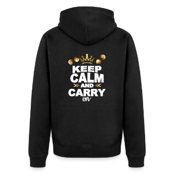 Keep calm and carry on - Unisex Premium Organic Zip Hoodie - black - Back - Nico (187cm)