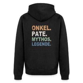 Onkel Pate Mythos Legende - Unisex Premium Bio Zip Hoodie - Schwarz - Hinten - Nico (187cm)